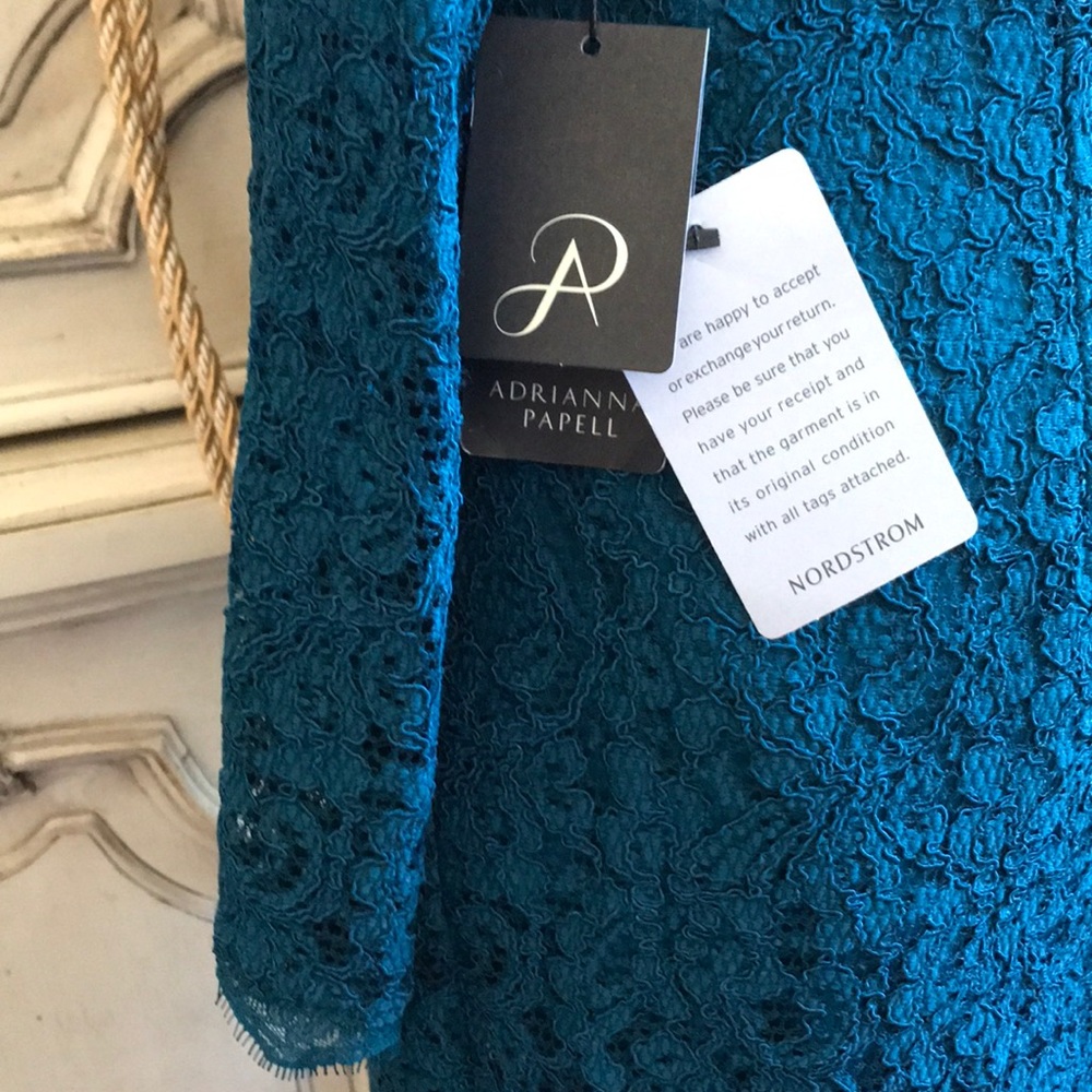 ADRIANNA PAPELL Teal Lace Dress SIZE 10 PETITE NWT - Picture 7 of 8